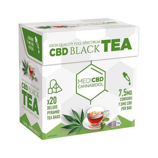 Thé noir MediCBD (boîte de 20 sachets de thé pyramidaux) - 7,5 mg de CBD